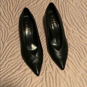 M. Gemi Black Leather Pumps, Size 37.5 (7.5)
